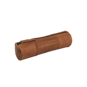 Cognac Leather Pencil Case Lea for Kvinner, front view