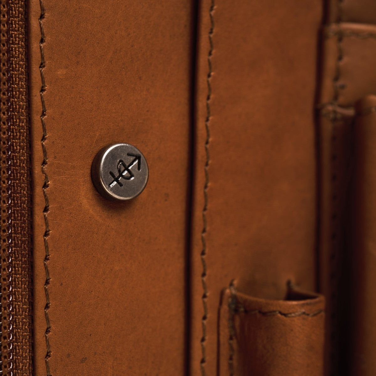 Cognac Leather Portfolio Barnet for Kvinner, detail view 4