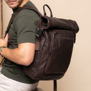Remo Full-Grain Leather Roll-top Backpack for Kvinner – alternate product view 2