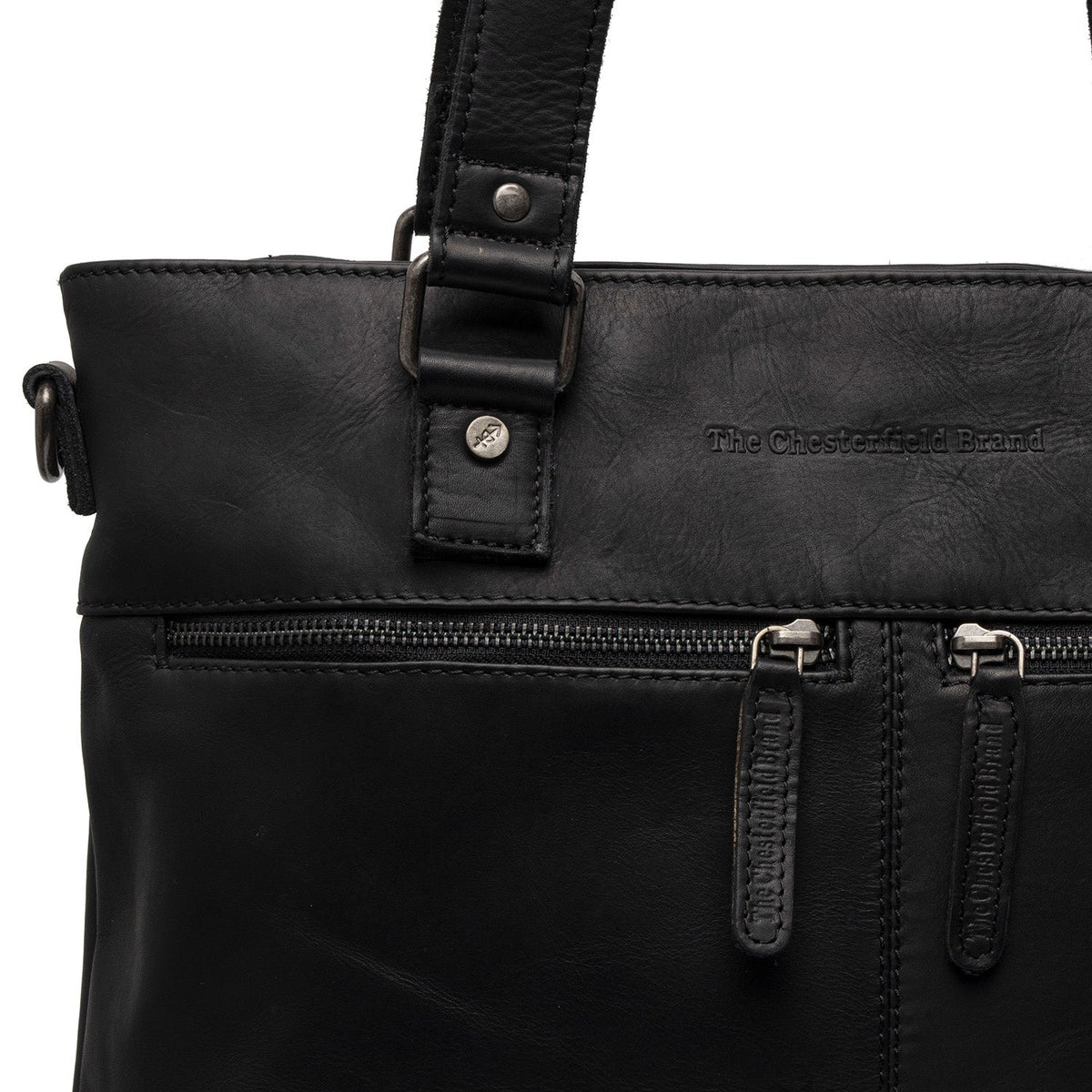 Solid Antique Brass Hardware &amp; Heavy-Duty Dual Zipper Detail on Rome Full-Grain Leather Shopper for Kvinner