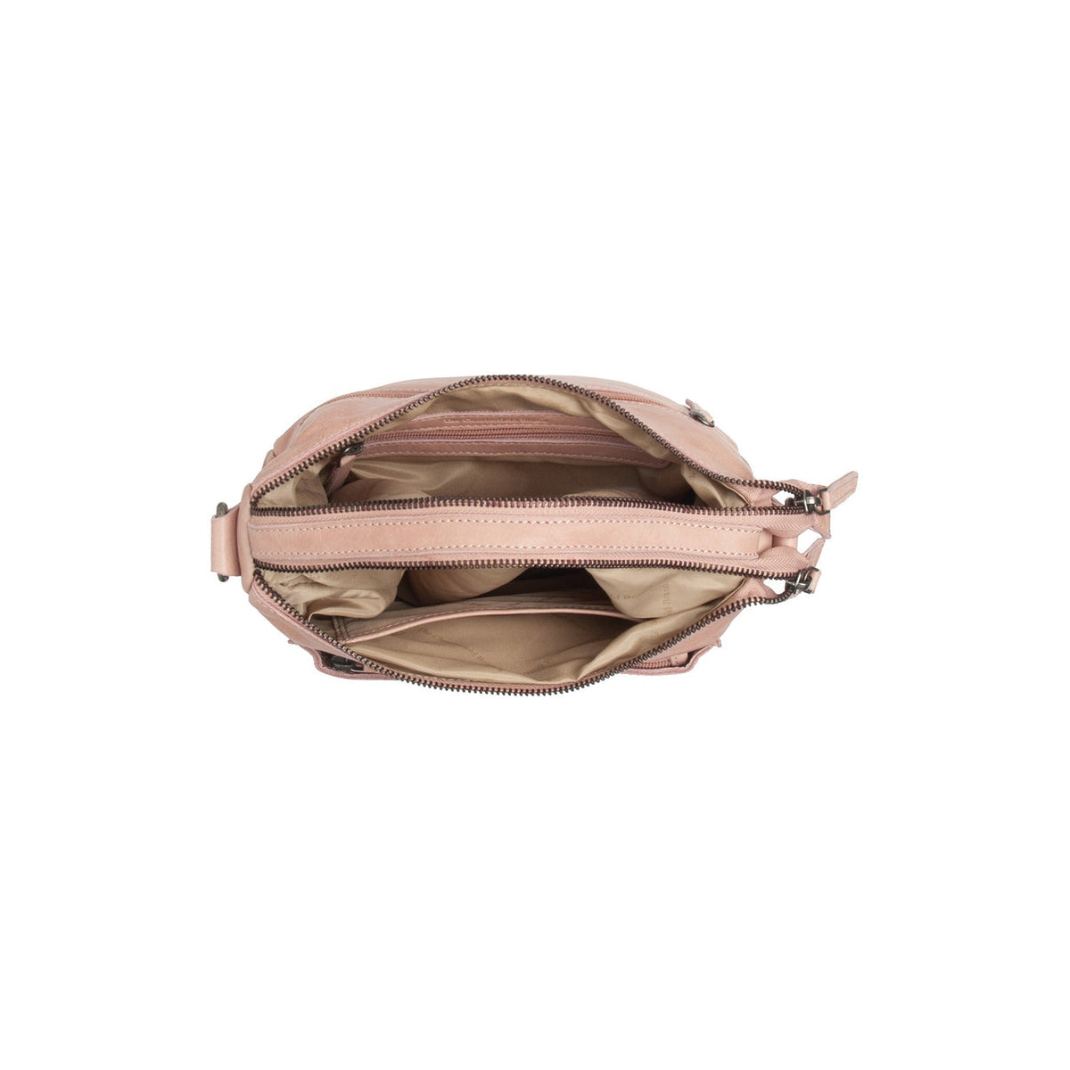 Solid Antique Brass Hardware &amp; Heavy-Duty Dual Zipper Detail on Caroline Full-Grain Leather Shoulder Bag for Kvinner