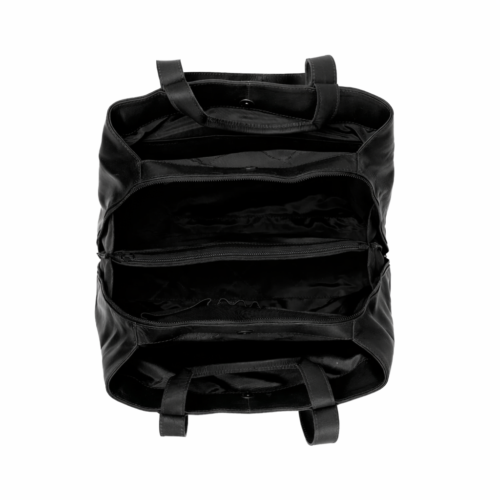 Solid Antique Brass Hardware &amp; Heavy-Duty Dual Zipper Detail on Gail Full-Grain Leather Shoulder Bag for Kvinner