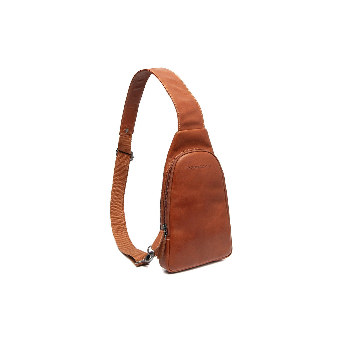Cognac Leather Sling Bag Bowey for Kvinner, front view