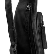 Solid Antique Brass Hardware &amp; Heavy-Duty Dual Zipper Detail on Leather Sling Bag Logan for Kvinner