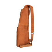 Cognac Leather Sling Bag Logan for Kvinner, detail view 1