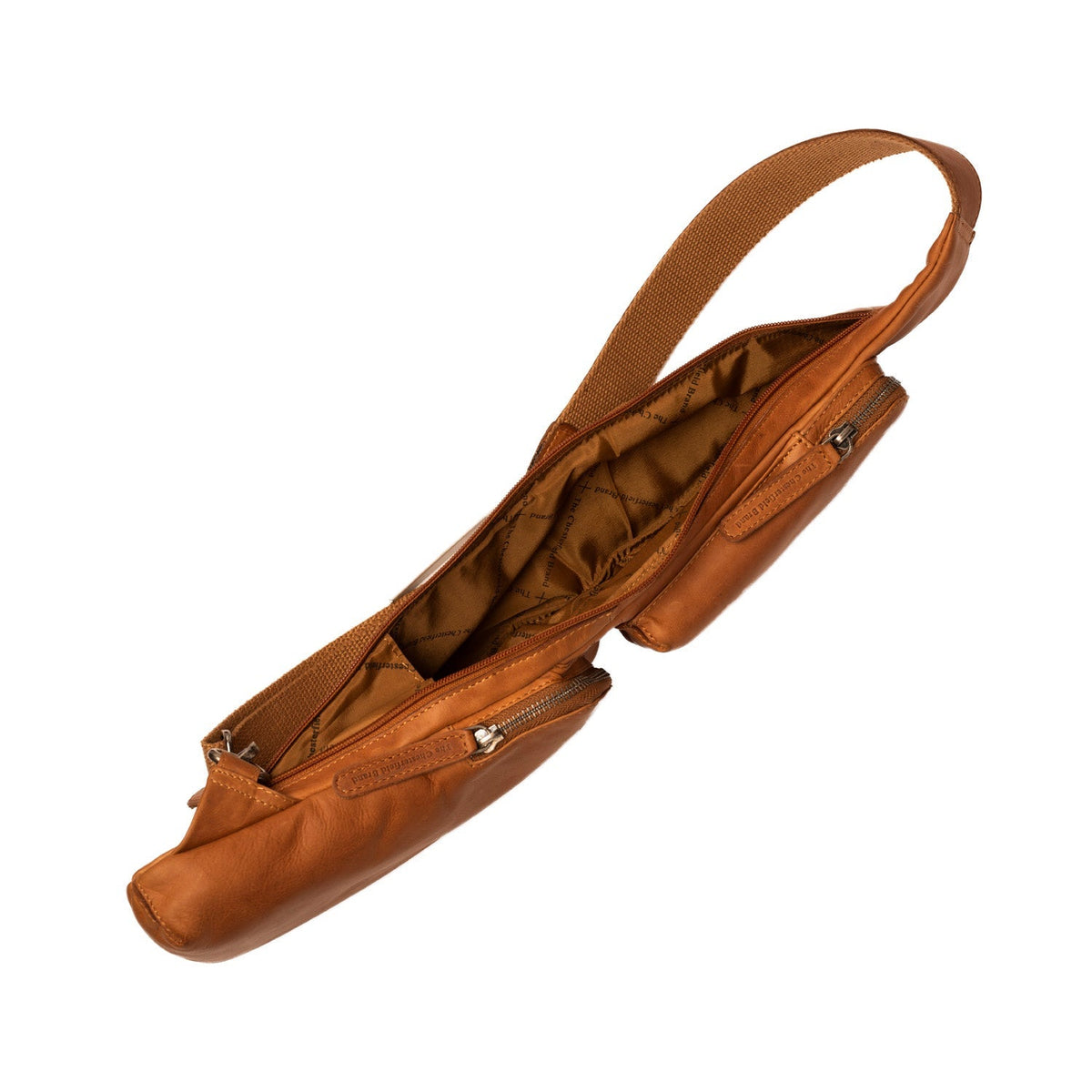 Cognac Leather Sling Bag Logan for Kvinner, detail view 5