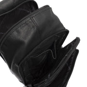 Leather Sling Bag Riga for Kvinner - Structured Side Profile Showing Gusset Depth &amp; Expansion Capacity