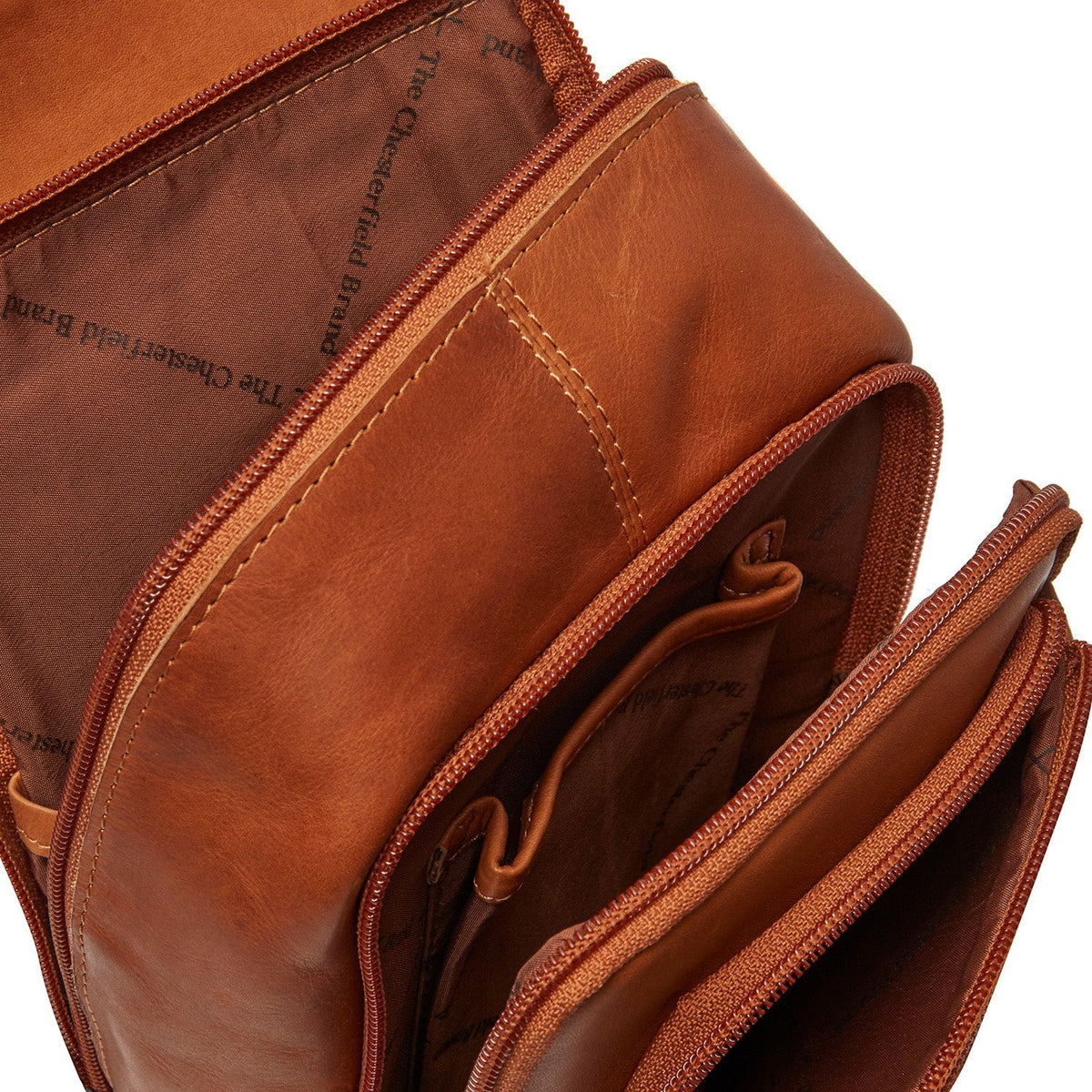 Cognac Leather Sling Bag Riga for Kvinner, detail view 1