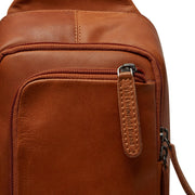 Cognac Leather Sling Bag Riga for Kvinner, detail view 3