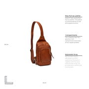 Cognac Leather Sling Bag Riga for Kvinner, detail view 6