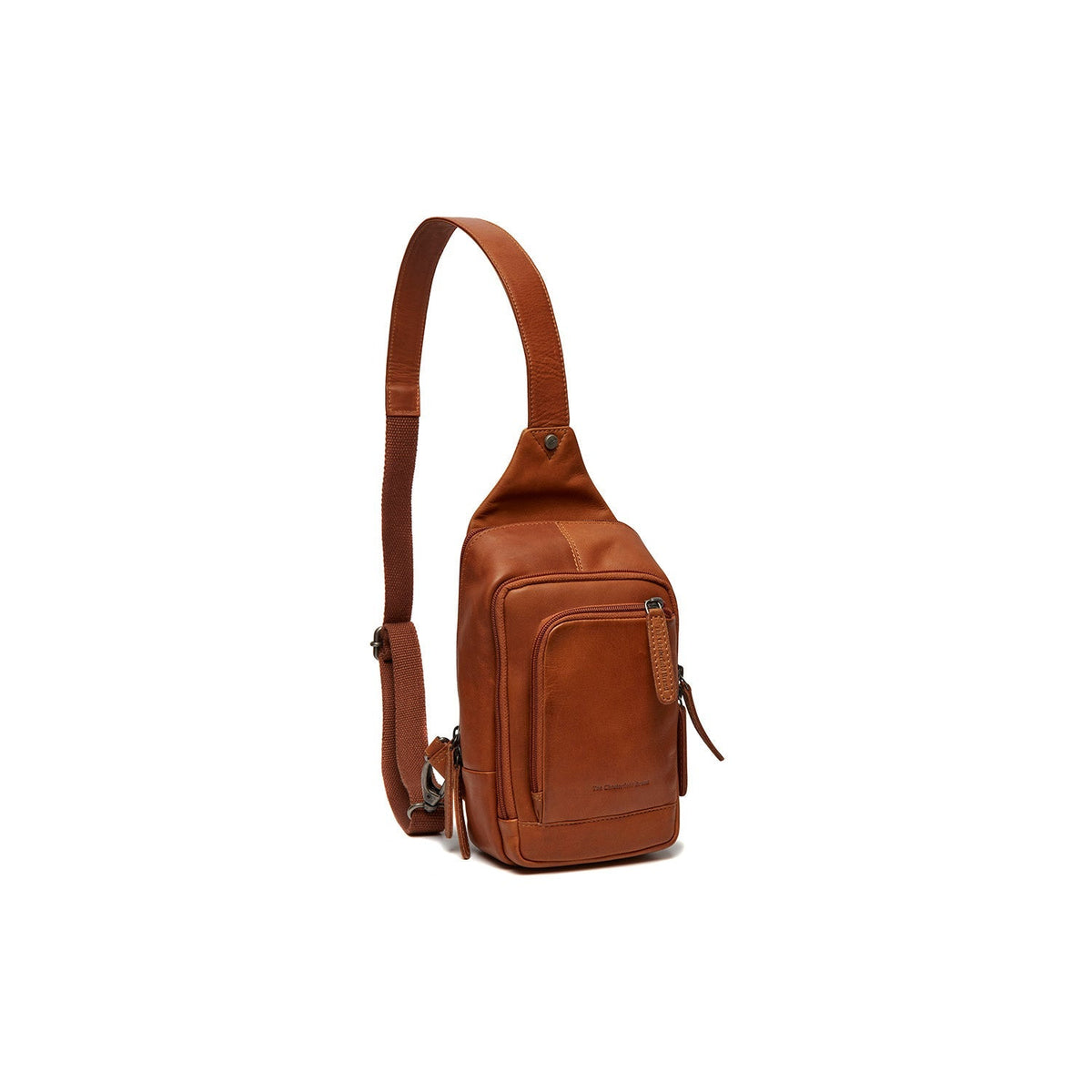 Cognac Leather Sling Bag Riga for Kvinner, front view