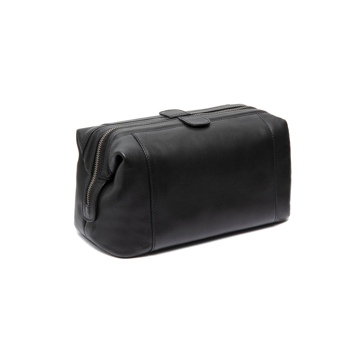 Tailored Rib Cuffs &amp; Hem Craftsmanship Construction Detail on Biassa Full-Grain Leather Toiletry Bag for Kvinner