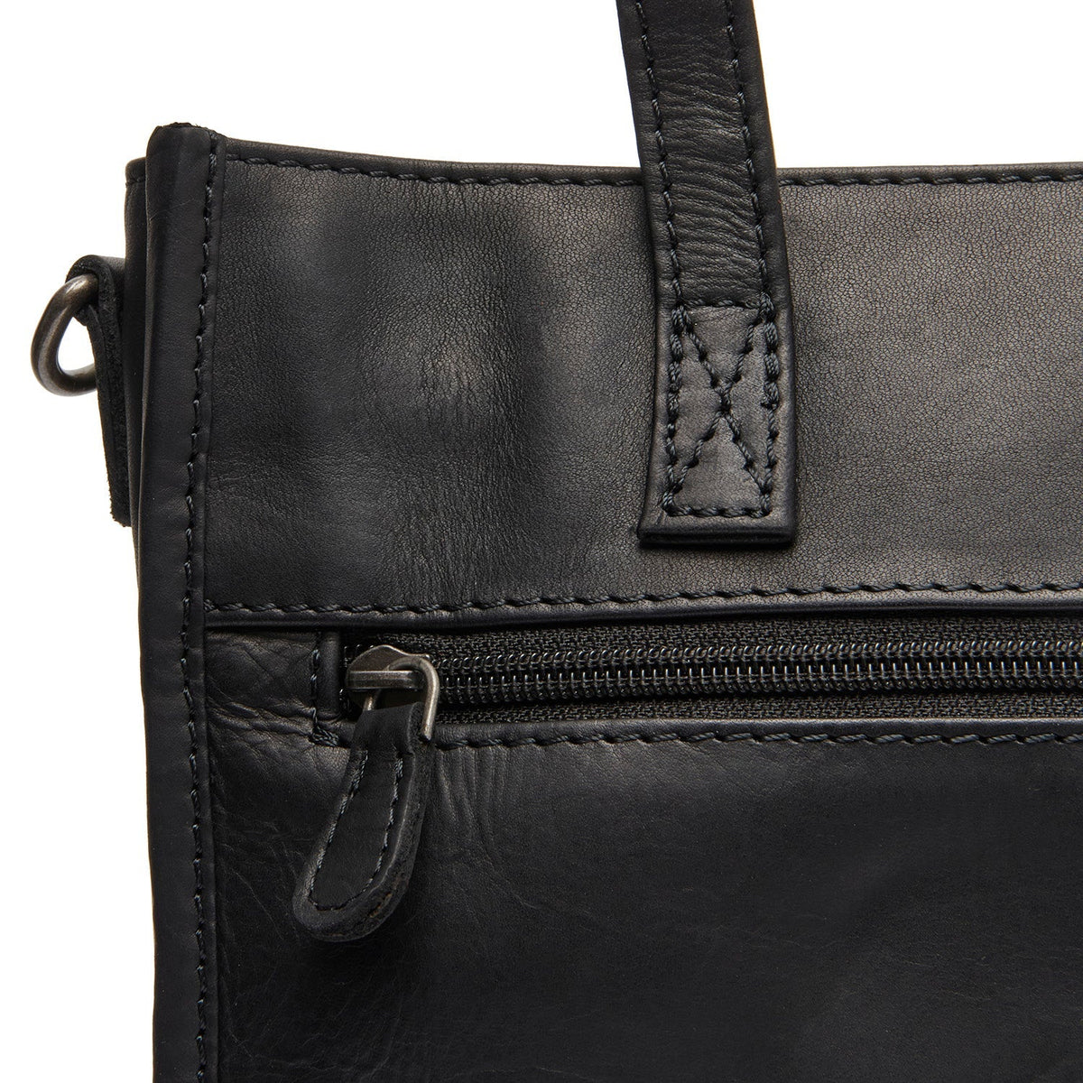 Estella Full-Grain Leather Tote Bag for Kvinner - Structured Side Profile Showing Gusset Depth &amp; Expansion Capacity