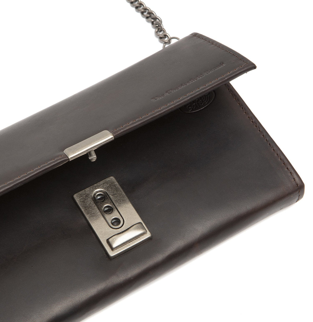 Solid Antique Brass Hardware &amp; Heavy-Duty Dual Zipper Detail on Bora Full-Grain Leather Waiter Wallet for Kvinner