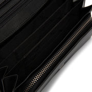 Solid Antique Brass Hardware &amp; Heavy-Duty Dual Zipper Detail on Arvento Full-Grain Leather Wallet for Kvinner