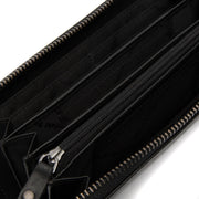 Solid Antique Brass Hardware &amp; Heavy-Duty Dual Zipper Detail on Cantara Full-Grain Leather Wallet for Kvinner