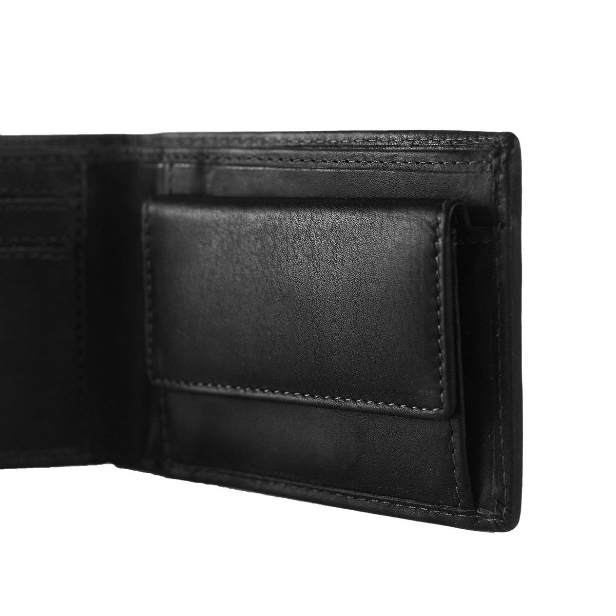 Enzo Full-Grain Leather Wallet for Herre - Structured Side Profile Showing Gusset Depth &amp; Expansion Capacity