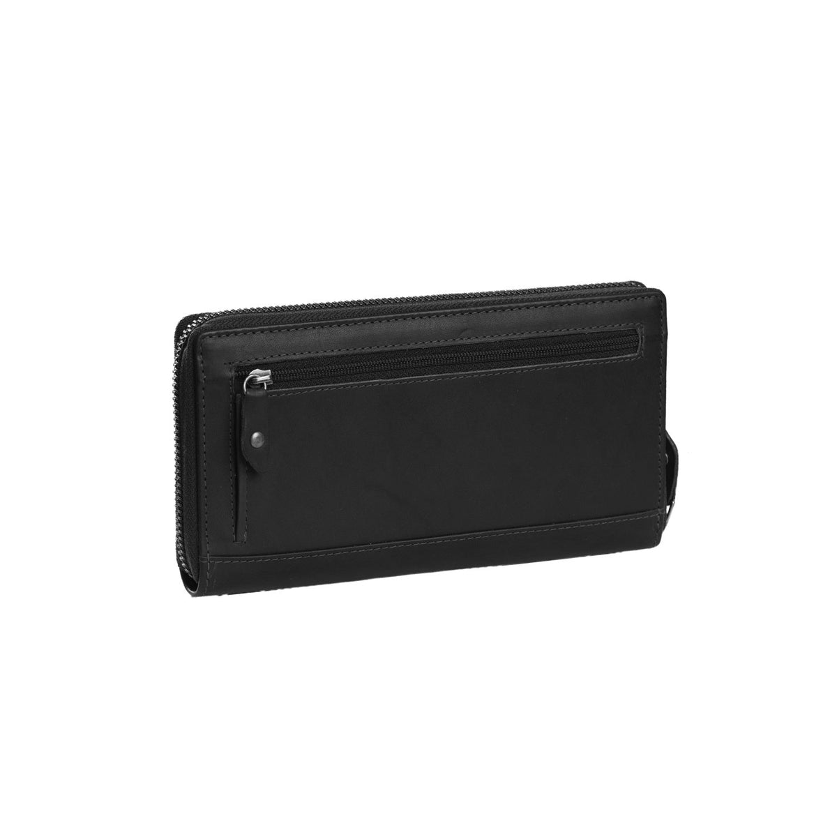 Solid Antique Brass Hardware &amp; Heavy-Duty Dual Zipper Detail on Halle Full-Grain Leather Wallet for Kvinner