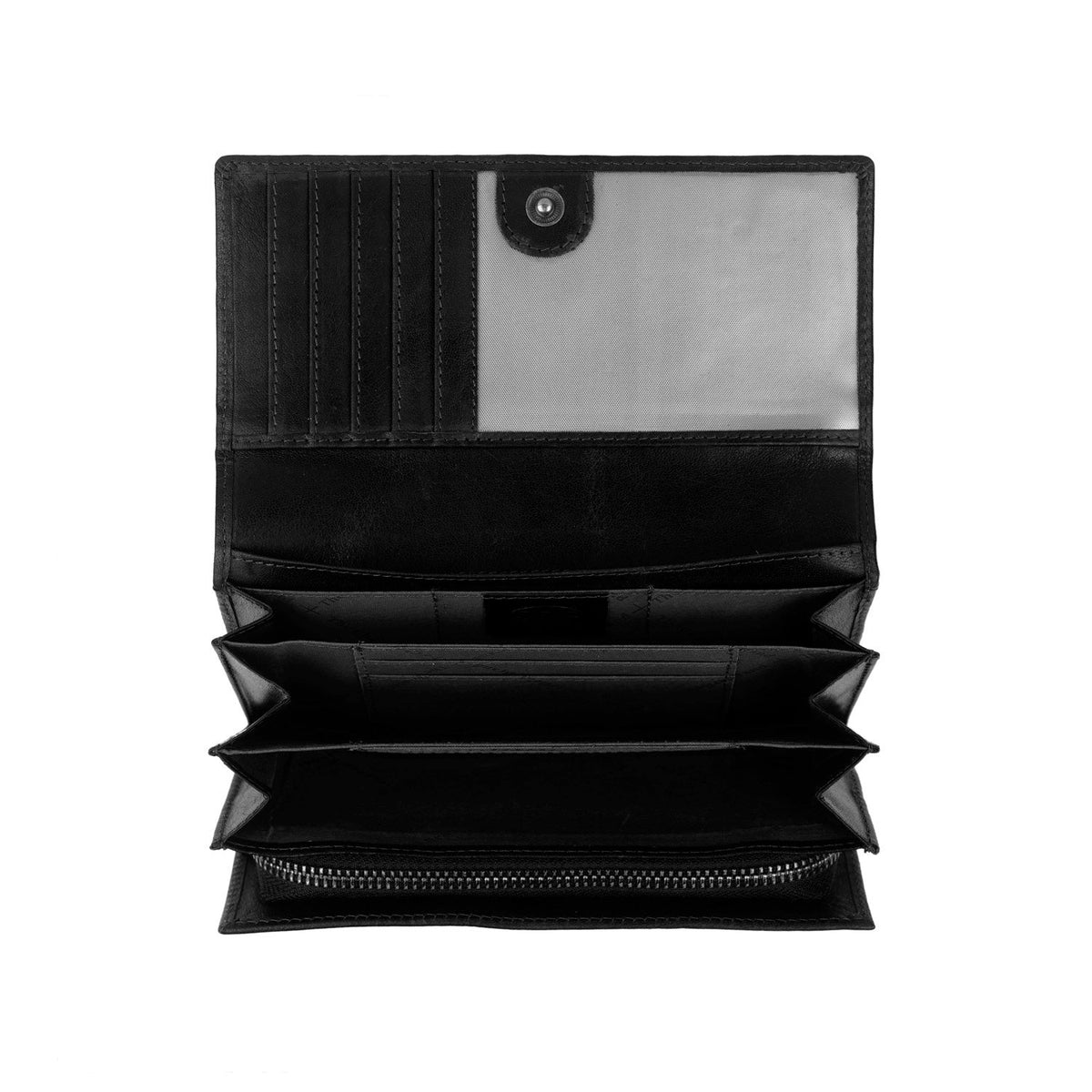 Hampton Full-Grain Leather Wallet for Kvinner - Structured Side Profile Showing Gusset Depth &amp; Expansion Capacity