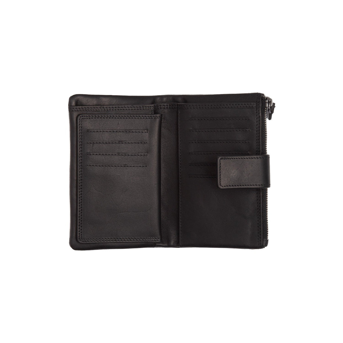 Landau Full-Grain Leather Wallet for Kvinner - Structured Side Profile Showing Gusset Depth &amp; Expansion Capacity