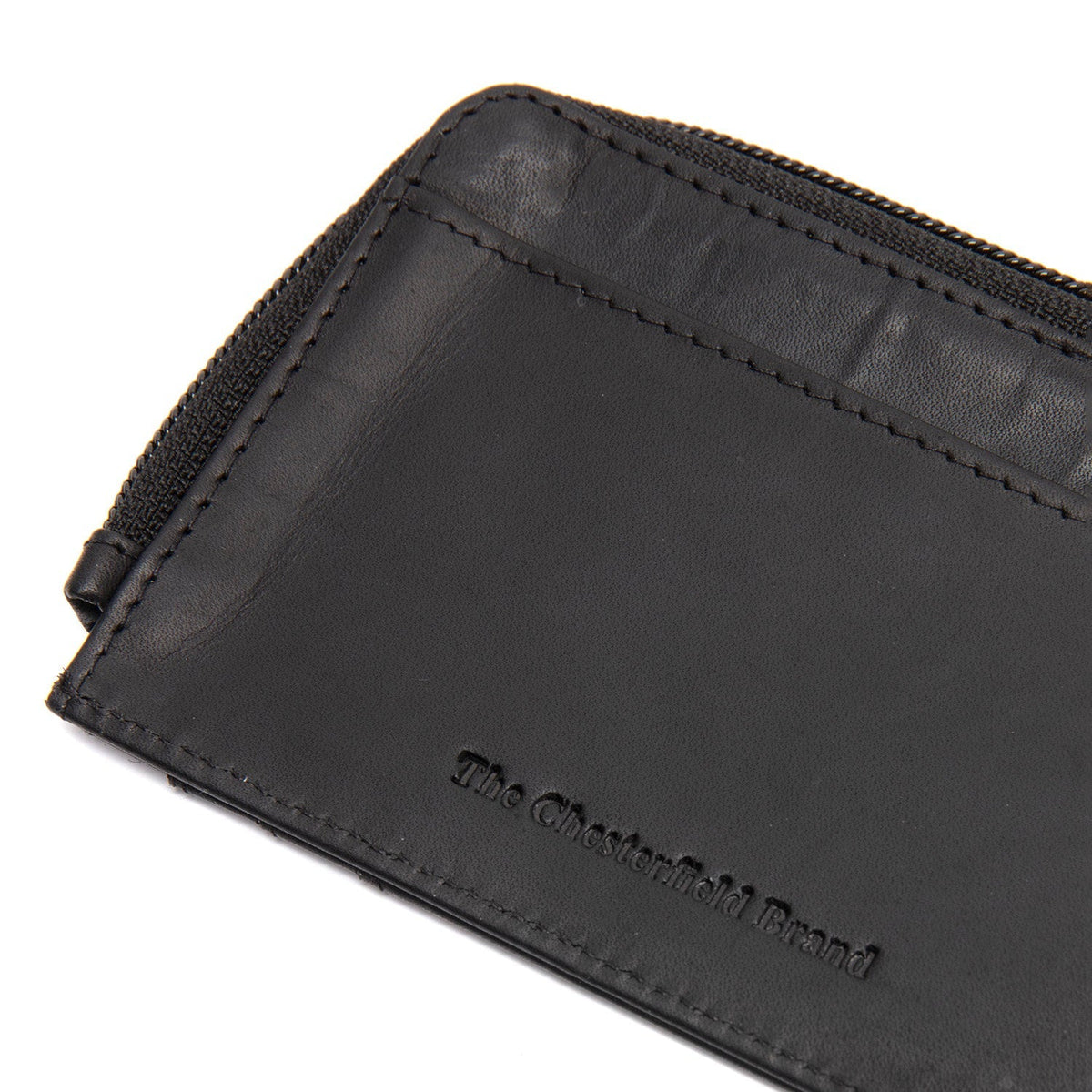 Solid Antique Brass Hardware &amp; Heavy-Duty Dual Zipper Detail on Livenza Full-Grain Skinnlommebok for Kvinner