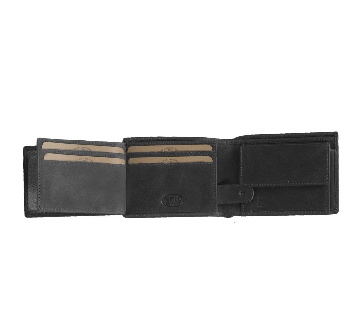 Solid Antique Brass Hardware &amp; Heavy-Duty Dual Zipper Detail on Marvin Full-Grain Leather Wallet for Herre