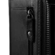 Solid Antique Brass Hardware &amp; Heavy-Duty Dual Zipper Detail on Nova Full-Grain Leather Wallet for Kvinner