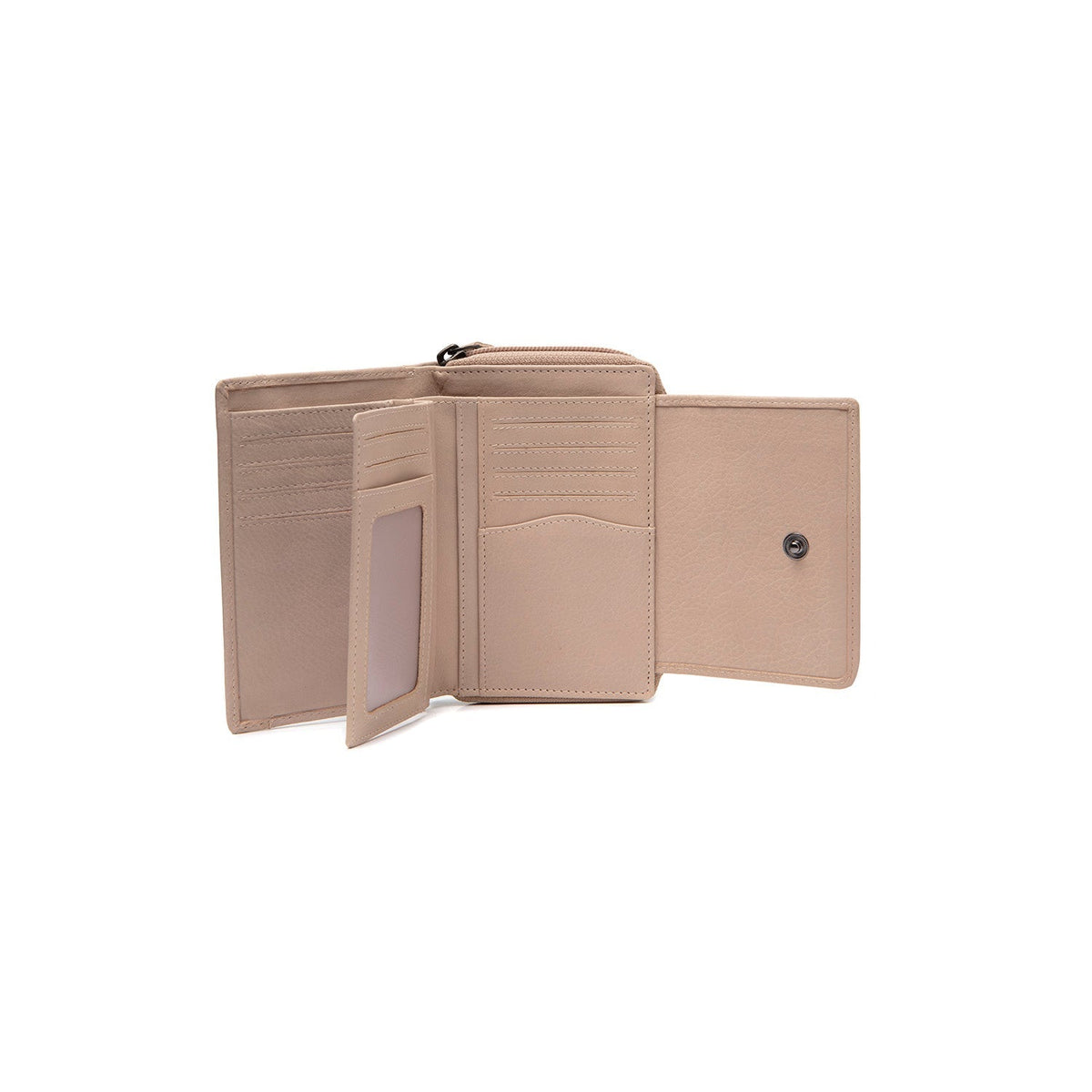 Solid Antique Brass Hardware &amp; Heavy-Duty Dual Zipper Detail on Orveta Full-Grain Leather Wallet for Kvinner