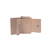 Solid Antique Brass Hardware &amp; Heavy-Duty Dual Zipper Detail on Orveta Full-Grain Leather Wallet for Kvinner