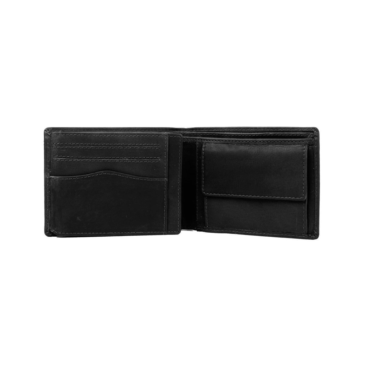 Timo Full-Grain Leather Wallet for Herre - Structured Side Profile Showing Gusset Depth &amp; Expansion Capacity