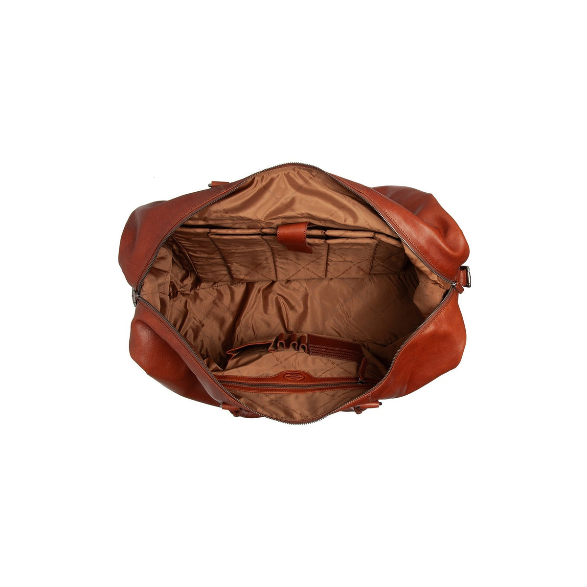 Solid Antique Brass Hardware &amp; Heavy-Duty Dual Zipper Detail on Cavoli Full-Grain Leather Weekender Bag for Kvinner