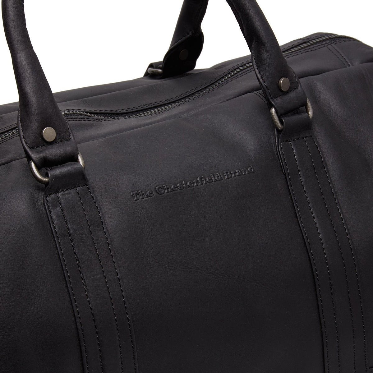 Solid Antique Brass Hardware &amp; Heavy-Duty Dual Zipper Detail on Melbourne Full-Grain Leather Weekender Bag for Kvinner
