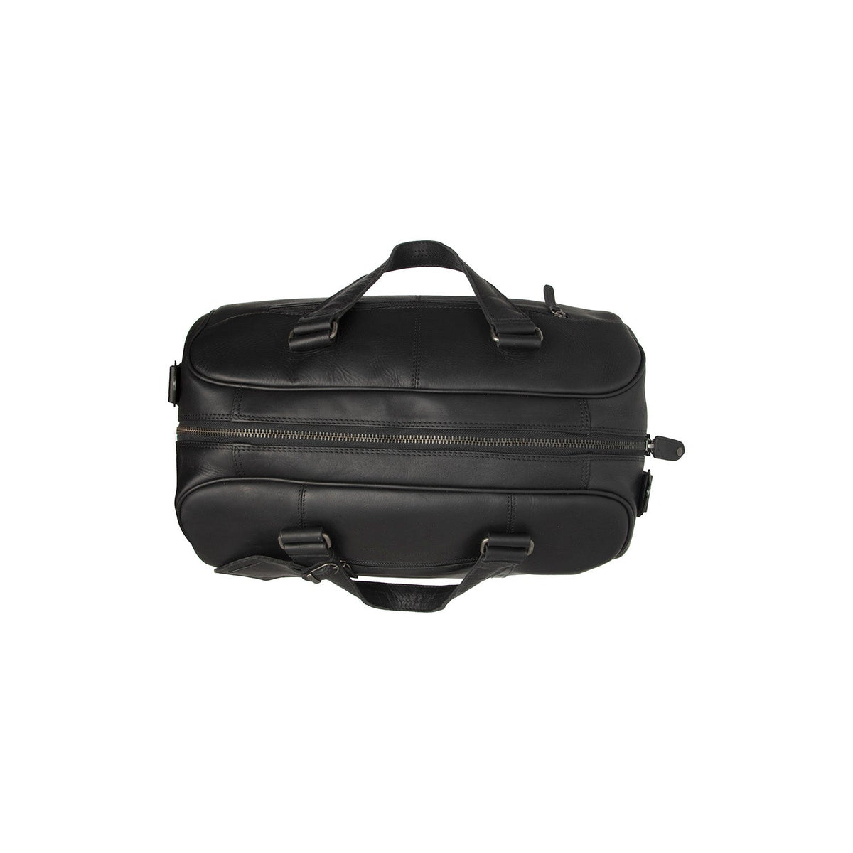 Solid Antique Brass Hardware &amp; Heavy-Duty Dual Zipper Detail on Volenza Full-Grain Leather Weekender Bag for Kvinner