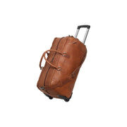 Cognac Leather Weekender Trolley Jayven for Kvinner, front view