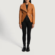 Close-Up Detail of Notch &amp; Button Hardware on Women's Lee Lys brun Brun Skinnblazer for Kvinner