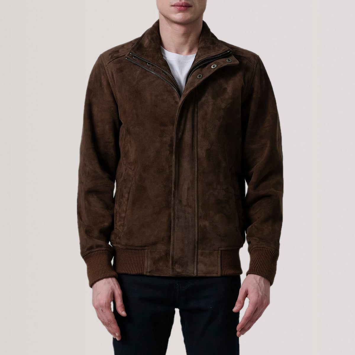 Lester Brun Suede Bomberjakke i Skinn for Herre – alternate product view 3