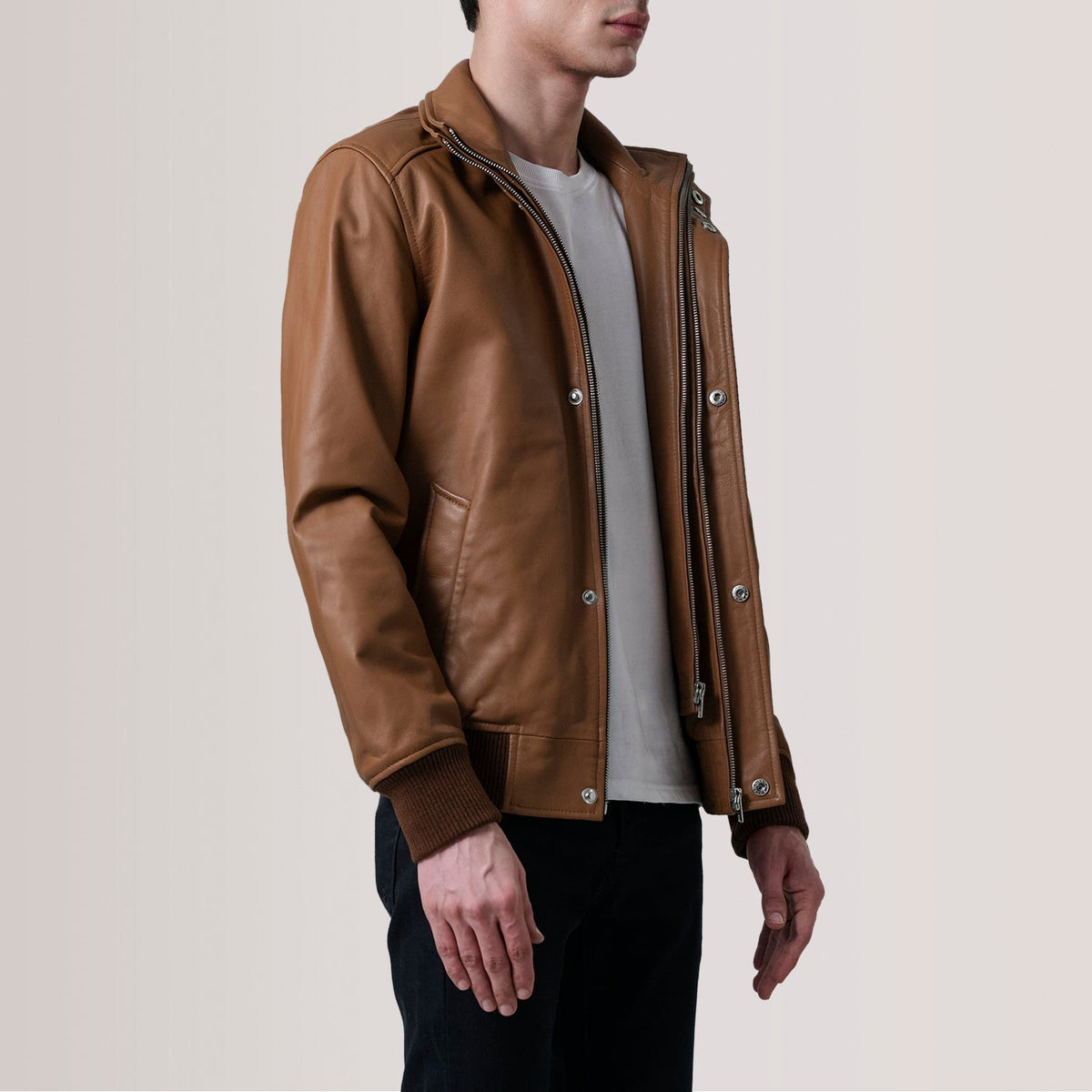 Lester Brun Suede Bomberjakke i Skinn for Herre – alternate product view 3