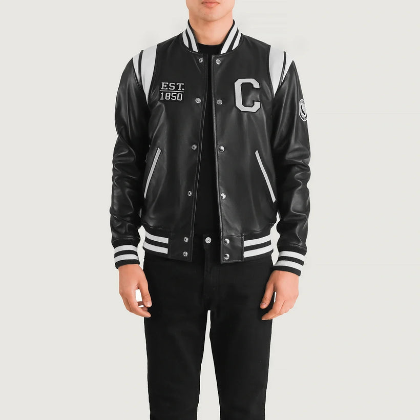Liberte California Svart Leather Varsity Skinnjakke for Herre