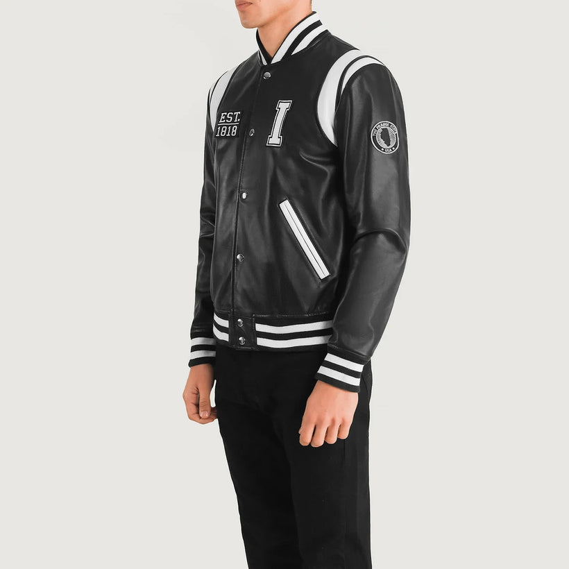 Liberte Illinois Svart Leather Varsity Skinnjakke for Herre