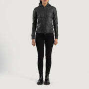 Luna Hooded Bomberjakke i Skinn for Kvinner – alternate product view 3