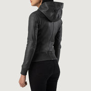 Luna Hooded Bomberjakke i Skinn for Kvinner – alternate product view 5