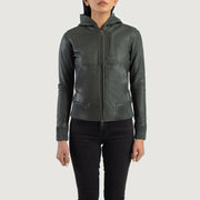 Luna Hooded Bomberjakke i Skinn for Kvinner – alternate product view 4