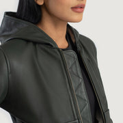 Luna Hooded Bomberjakke i Skinn for Kvinner – alternate product view 6