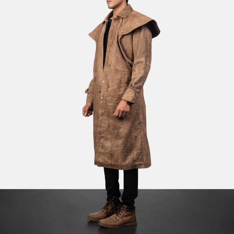 Maverick Brun Leather Duster for Herre