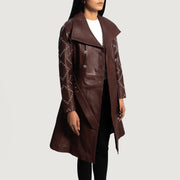 
Missoni Maroon Leather Trench Coat - Lateral Side Profile View Showing Sleeve Cut & Athletic Taper Fit
