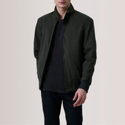 Morrison Olive Canvas Bomberjakke i Skinn for Herre For Men in Olive Waxed Cotton Canvas - Front Profile View &amp; Tailored Silhouette | Buy Online