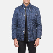 Men's Nelson Quilted Blue Windbreaker Skinnjakke for Herre in Blue Nylon - Front Profile View &amp; Tailored Silhouette | Buy Online