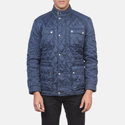 Men's Nelson Quilted Blue Windbreaker Skinnjakke for Herre - Lateral Side Profile View Showing Sleeve Cut &amp; Athletic Taper Fit