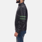 Night Trooper Skinnjakke for Herre - Lateral Side Profile View Showing Sleeve Cut &amp; Athletic Taper Fit