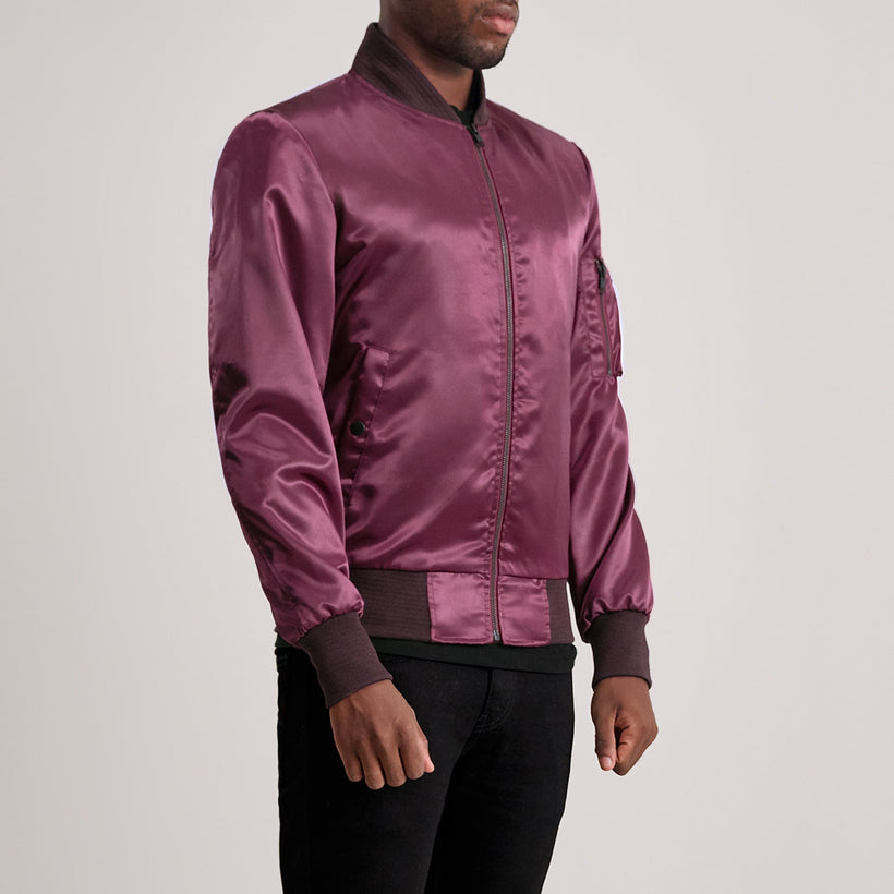 Quinton MA-1 Maroon Bomberjakke i Skinn for Herre